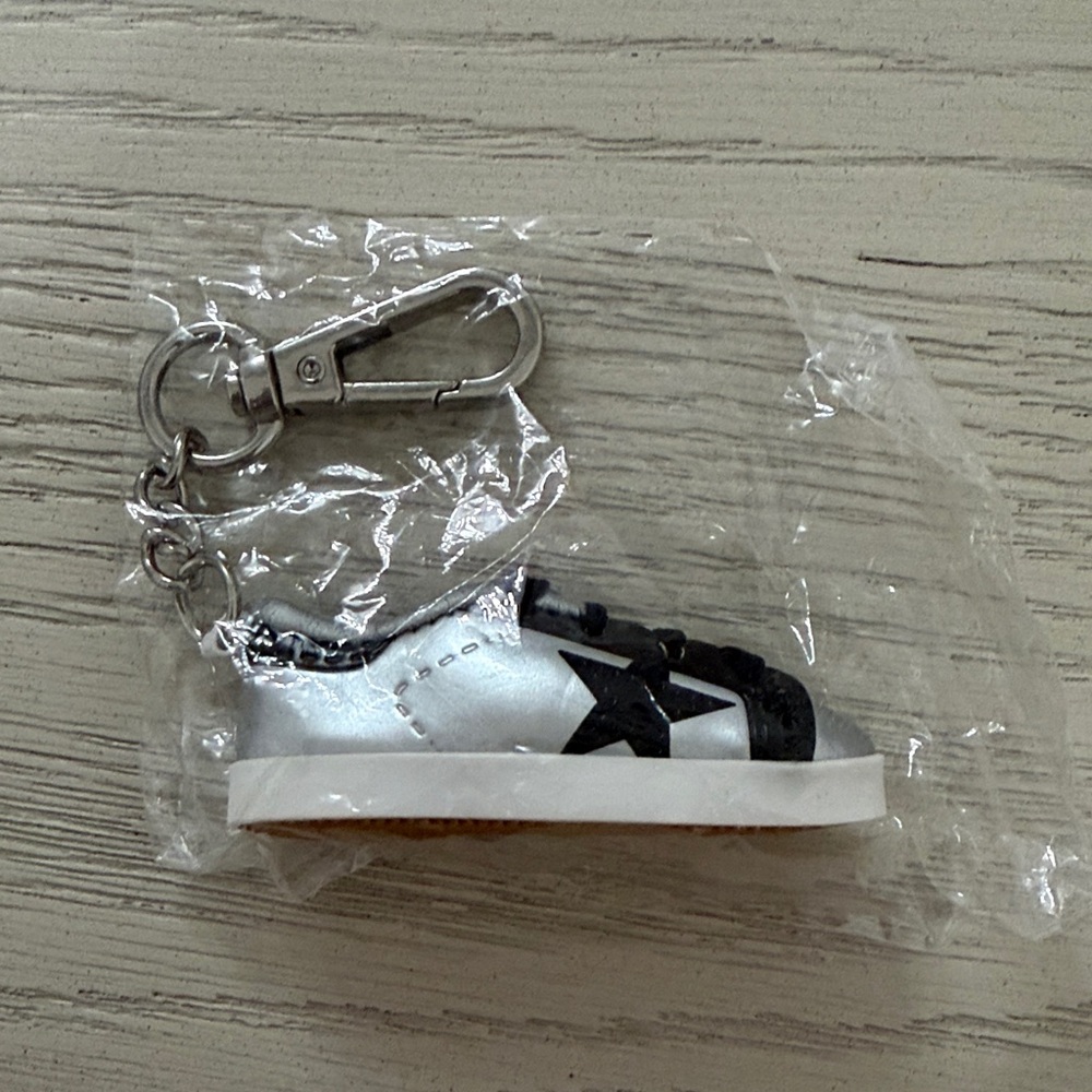 Golden Goose Silver and Black Star Sneaker Charm for bags
